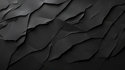 Fototapeta premium Abstract dark surface with textured black paper layers creating depth and intrigue