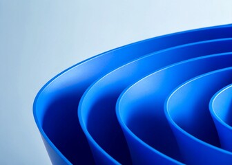 Abstract blue curved shapes on white background