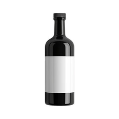 Sleek Black Glass Bottle with Blank White Label Mockup for Branding and Design Presentation