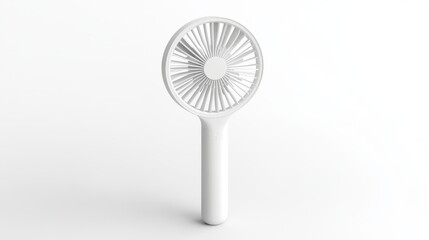 76.High-quality 3D render of a blank handheld plastic fan with a smooth, rounded shape and minimalist design; the fan has a sturdy handle and a broad, flat surface, ideal for custom branding and