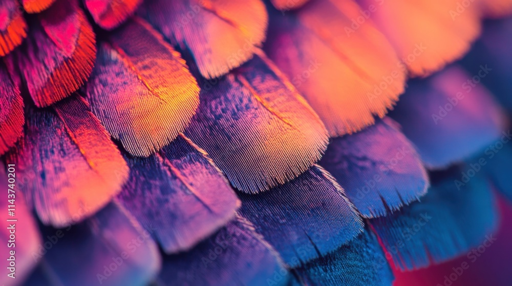 Poster close-up capture of vibrant butterfly wing showcasing intricate patterns and colors in natural light