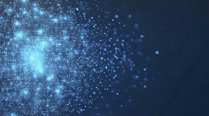 Abstract blue tech background with digital waves and glowing particles