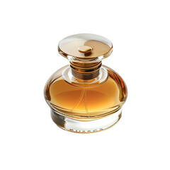 Luxurious Pukkos Perfume Bottle with Golden Accents and Amber Liquid