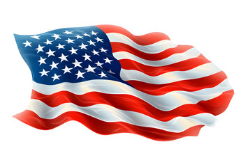 Obraz premium Waving American Flag Isolated on White Background