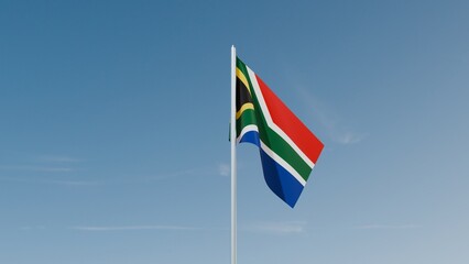 South Africa flag on blue sky 3d illustration image