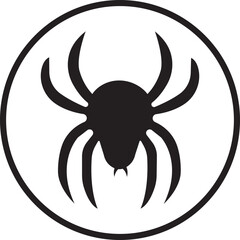 Widow spider icon in trendy black flat style. Deadly venomous spider. Jumping spider vector illustration. Halloween, spooky and haunted concept design element isolated on transparent background.