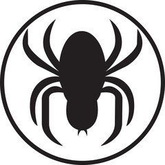 Widow spider icon in trendy black flat style. Deadly venomous spider. Jumping spider vector illustration. Halloween, spooky and haunted concept design element isolated on transparent background.