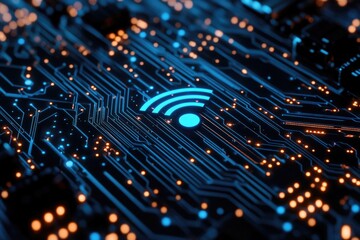 Circuit Board with WiFi Symbol
