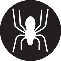Widow spider icon in trendy black flat style. Deadly venomous spider. Jumping spider vector illustration. Halloween, spooky and haunted concept design element isolated on transparent background.