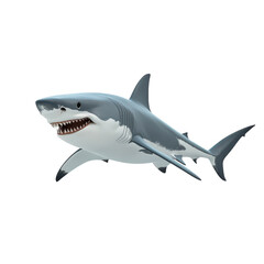 Naklejka premium Realistic 3D Shark Isolated on White Background for Educational and Decorative Uses and Transparent background.