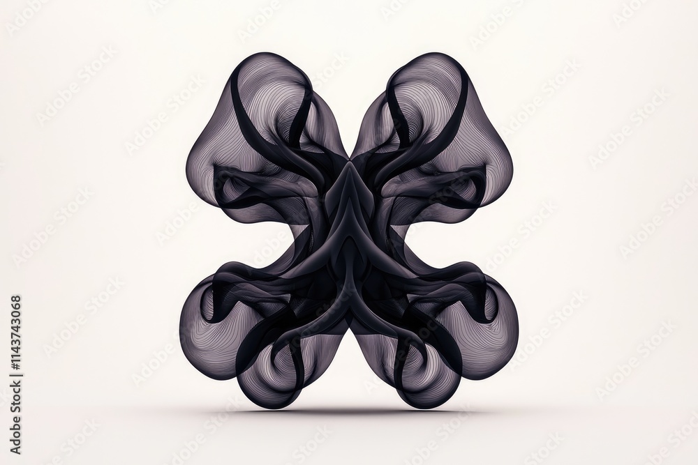Poster dynamic black abstract shape studio setting digital art minimalist environment close-up view modern 