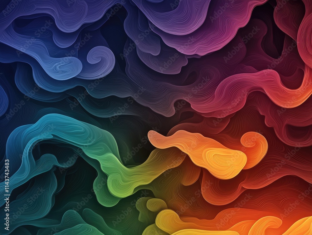 Poster dynamic abstract swirls digital artwork colorful background creative environment artistic viewpoint 