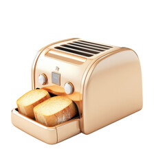 3D Realistic Toaster with Slices of Bread Isolated on White Background for Cooking and Kitchen Design and Transparent background.