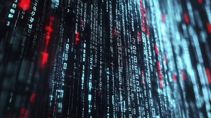 Digital code numbers create abstract background with vibrant colors