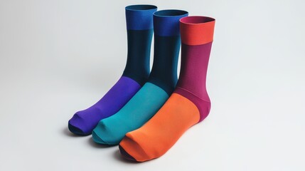 pair of colorful socks on white isolated background