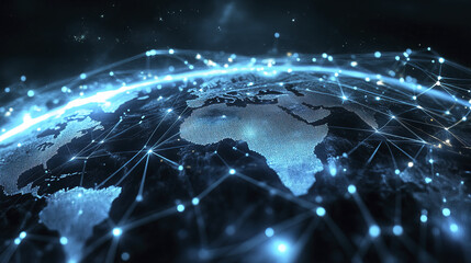 Fototapeta premium digital representation of connected world with glowing networks