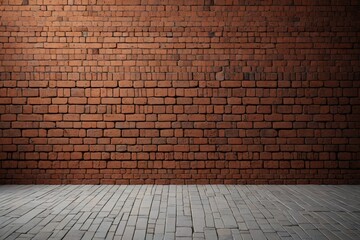 Fototapeta premium a close up of a brick wall with a wooden floor