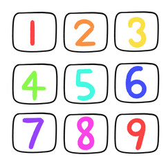 透過された 1から9の手書き数字