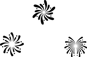 Firework black line icons,New year party celebration fireworks vector collection,Vibrant illustration of fireworks,Collection of vector illustrations holiday fireworks splashes on white background.