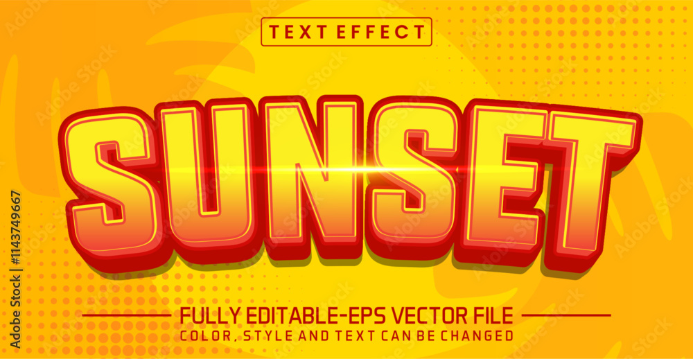 Poster sunset font text effect editable