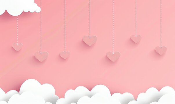 Pink Hearts and Clouds
