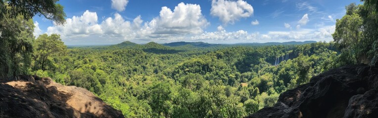 Obraz premium Stunning aerial view showcases the lush landscapes of Andasibe-Mantadia National Park in Madagascar during a bright day