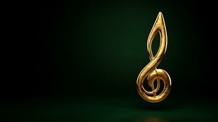 Obraz premium Dynamic musical note sculpture artistic showcase golden artwork studio environment close-up view creative expression