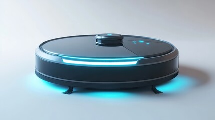 Futuristic Robotic Vacuum Cleaner with LED Lights