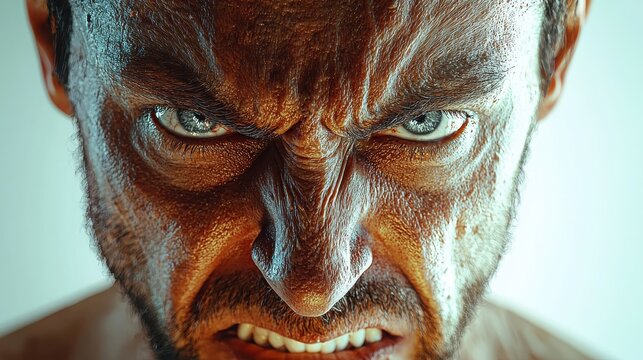 Intense Expression of Anger with Detailed Facial Features and Texture