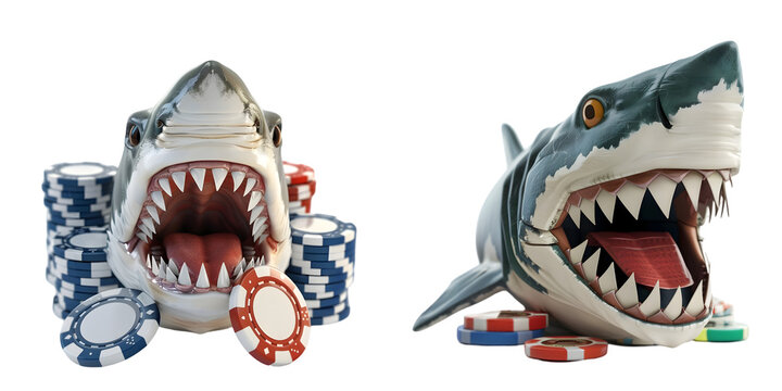 poker shark 3d rendring. Generative AI.