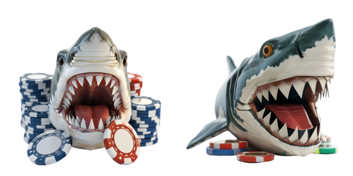 poker shark 3d rendring. Generative AI.