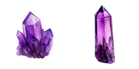 Purple amethyst crystal gem mineral . Generative AI.