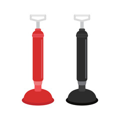 Toilet plunger vector illustration on white background. Plunger toilet tool for cleaning drain lines.