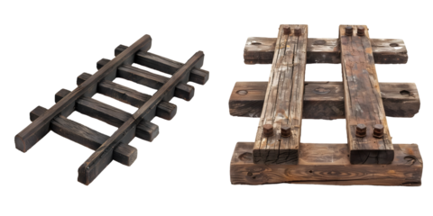 Railroad tracks isolated on a white background. Generative AI.