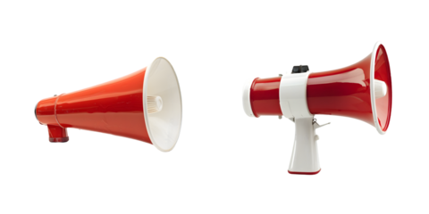 Red and white megaphone. Generative AI.