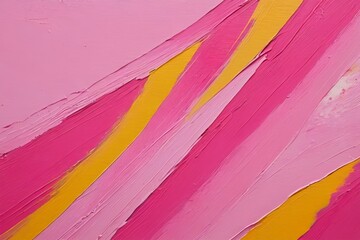 painting of a pink and yellow abstract painting with a white background
