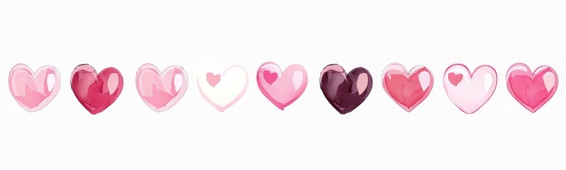 Row of Pink Hearts