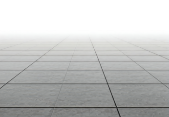 grey tile floor distance border defocused isolated on white background cutout