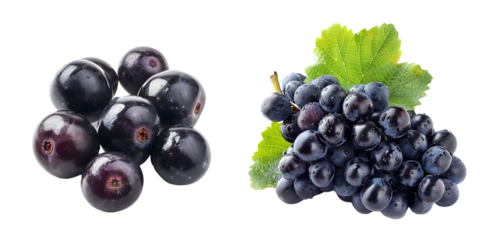 red grapes isolated on a white background. Generative AI.