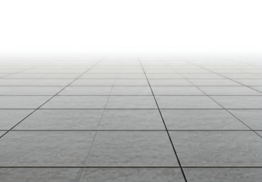 grey tile floor distance border defocused isolated on white background cutout