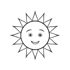 sun cartoon line art vector image