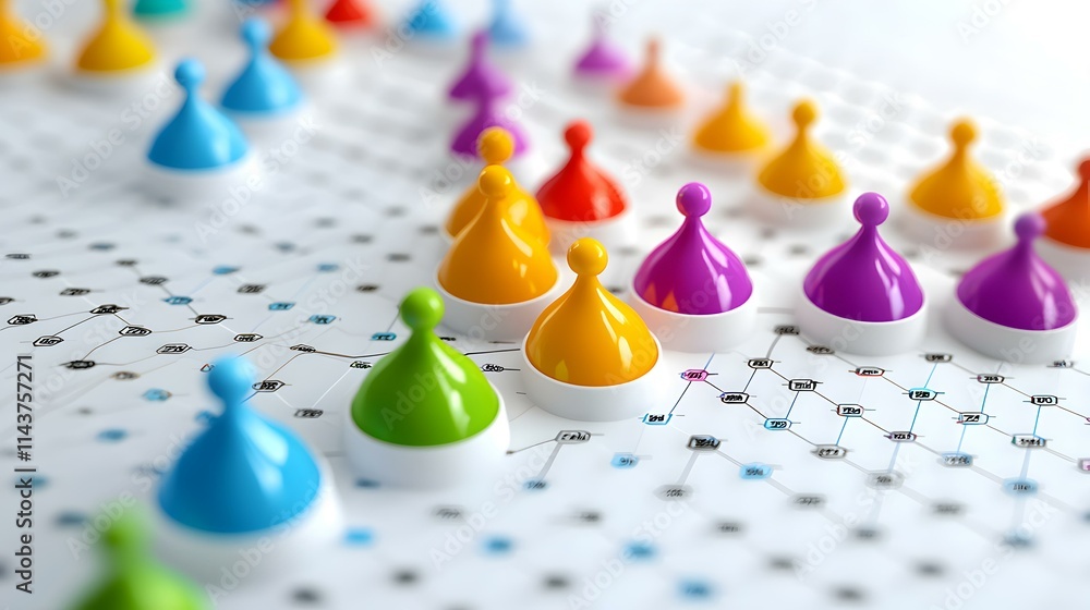 Poster colorful 3d graph peaks on grid background for data visualization