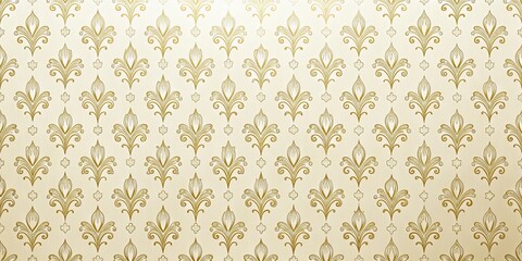 Elegant Golden Fleur-de-lis Pattern on Cream Background, Ideal for Wallpaper or Fabric Design