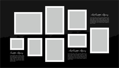 Pictures or photos frame collage layout abstract photo frames and digital photo wall template