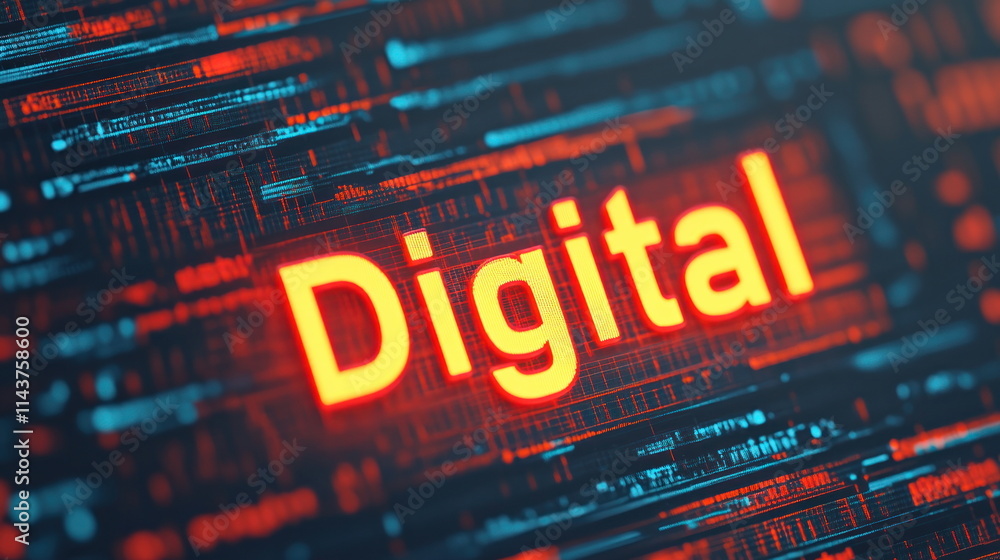 Aufkleber exploring digital transformation trends global tech industry infographic analysis virtual realm blur