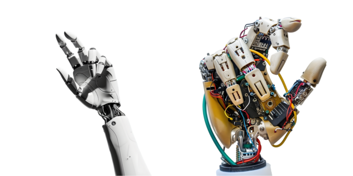 robot hand isolated on a white background. Generative AI.