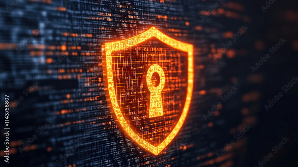 Poster Cybersecurity measures protecting data integrity digital space infographic virtual abstract Blur Background