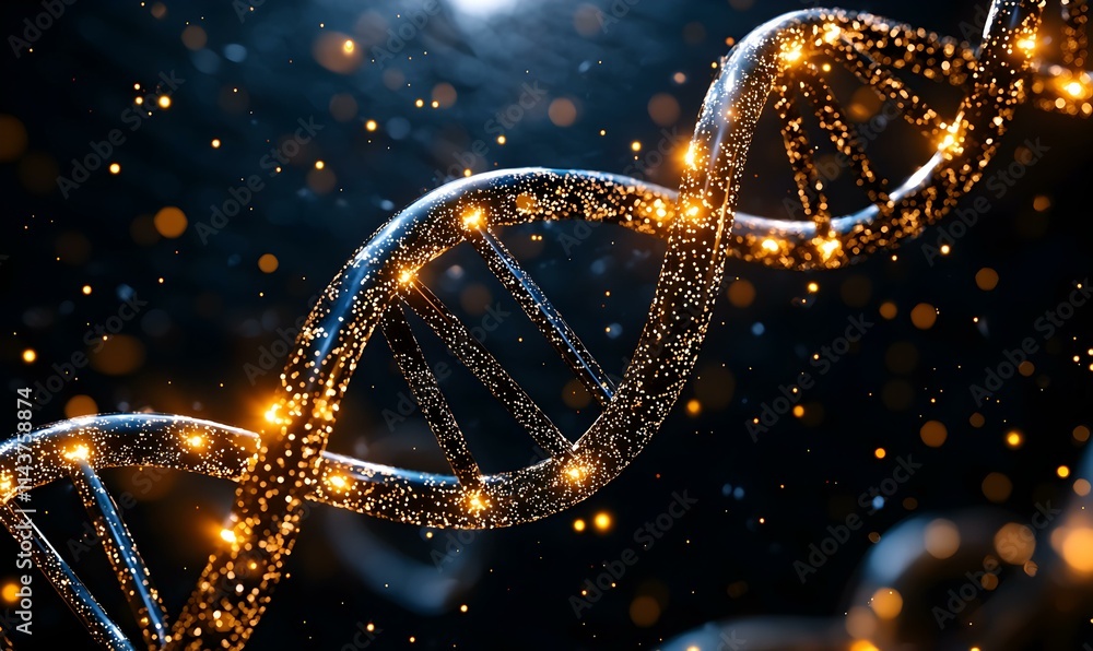 Aufkleber digital representation of a glittering dna double helix structure