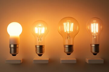 A comparison of four light sources in a single frame a candle