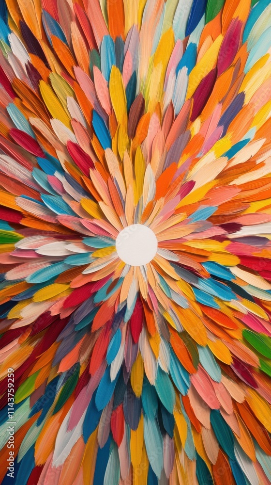 Poster vibrant explosion of colorful petals radiating from center creating an eye-catching visual display o